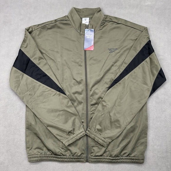 NEW Reebok Identity Vector Knit Track Jacket Men's‎ XL Army Green Full Zip - Picture 2 of 16